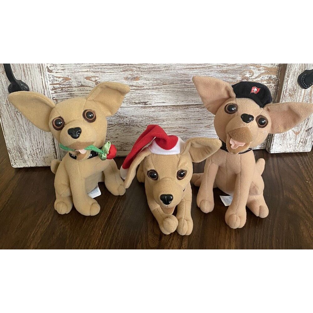 Vintage Taco Bell Chihuahua Dog Plush Stuffed‎ Animal Lot of 3 DO NOT TALK